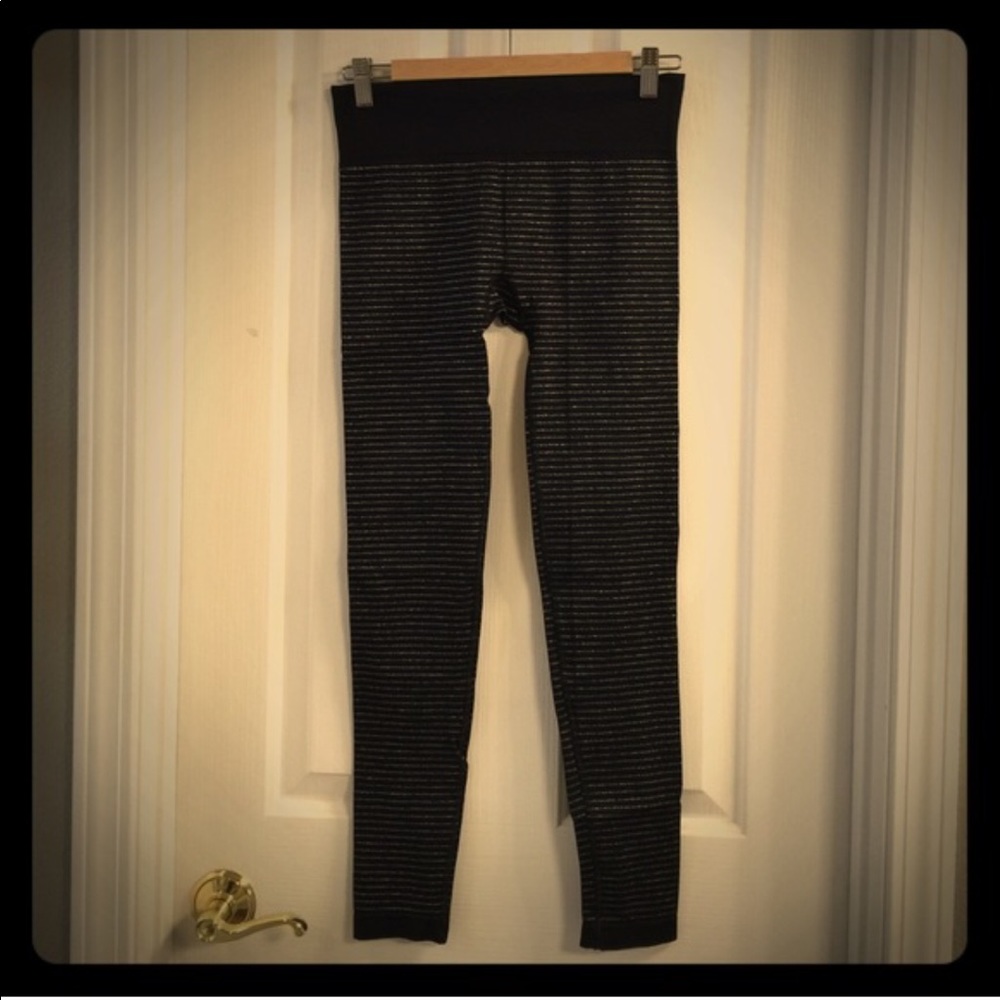 Athleta black with silver stripes leggings